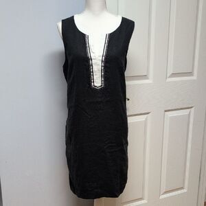 Tommy Bahama Black and White, Silver Accent Sleeveless Linen Tunic Dress Size XL